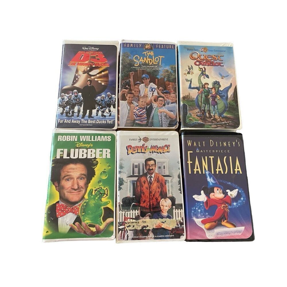 Lot of 6 D3 Flubber Dennis The Menace The Sandlot  VHS Tape Vintage Movie Y2K 90